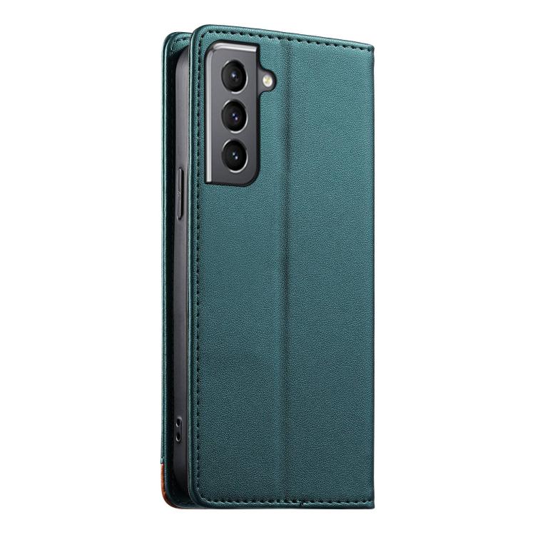 For Samsung Galaxy S21+ 5G Dierfeng Splicing Strong Magnetic RFID Vegan Leather Phone Case