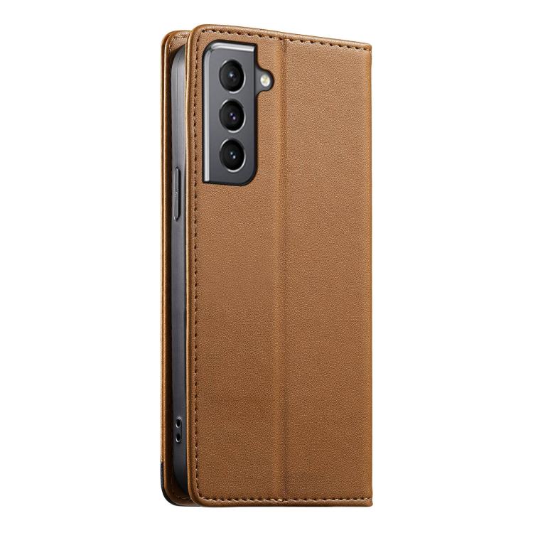 For Samsung Galaxy S21+ 5G Dierfeng Splicing Strong Magnetic RFID Vegan Leather Phone Case