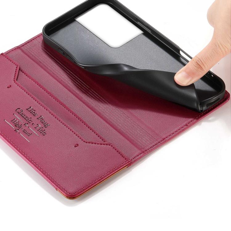 For Samsung Galaxy S21 Ultra 5G Dierfeng Splicing Strong Magnetic RFID Vegan Leather Phone Case