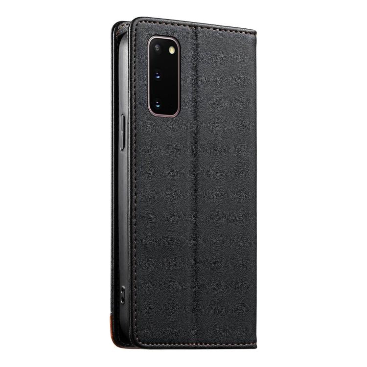 For Samsung Galaxy S20 Dierfeng Splicing Strong Magnetic RFID Vegan Leather Phone Case