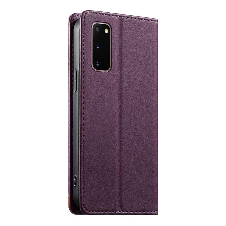 For Samsung Galaxy S20 Dierfeng Splicing Strong Magnetic RFID Vegan Leather Phone Case