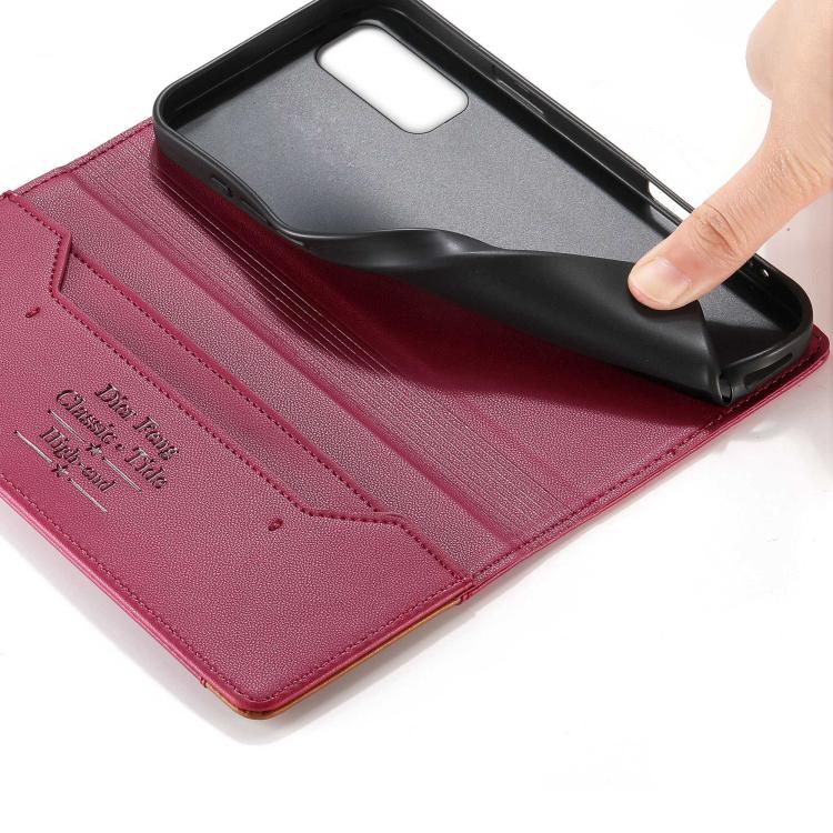 For Samsung Galaxy S20 Dierfeng Splicing Strong Magnetic RFID Vegan Leather Phone Case