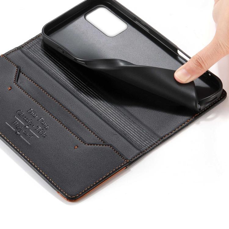 For Samsung Galaxy S20+ Dierfeng Splicing Strong Magnetic RFID Vegan Leather Phone Case