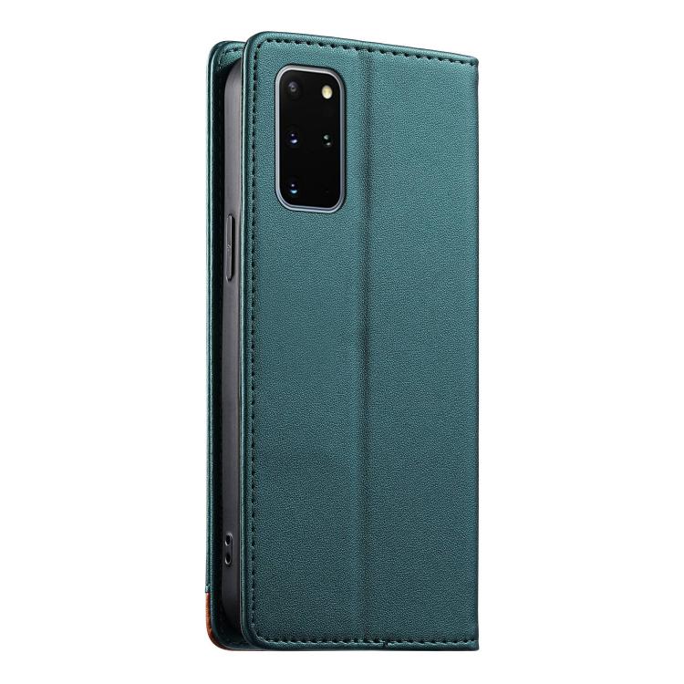 For Samsung Galaxy S20+ Dierfeng Splicing Strong Magnetic RFID Vegan Leather Phone Case