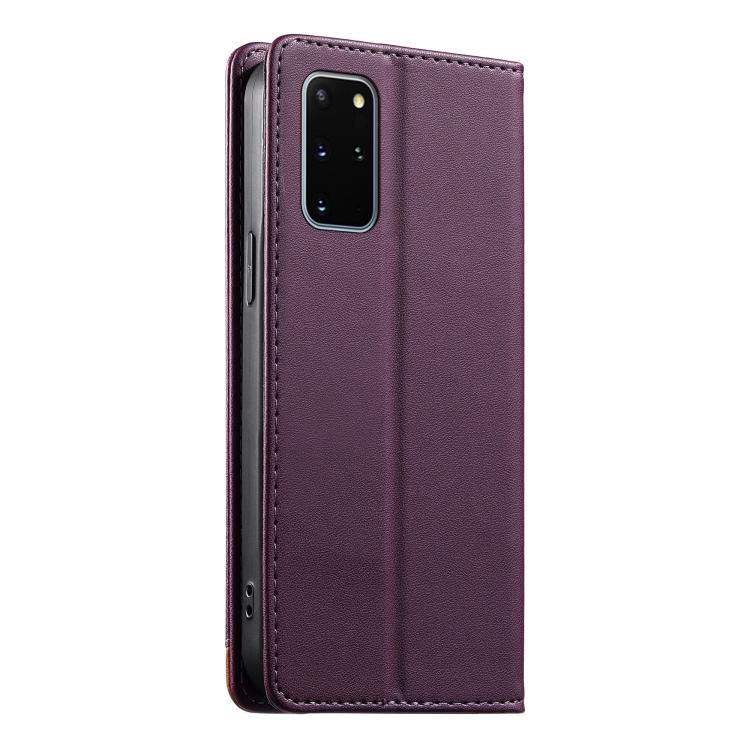 For Samsung Galaxy S20+ Dierfeng Splicing Strong Magnetic RFID Vegan Leather Phone Case