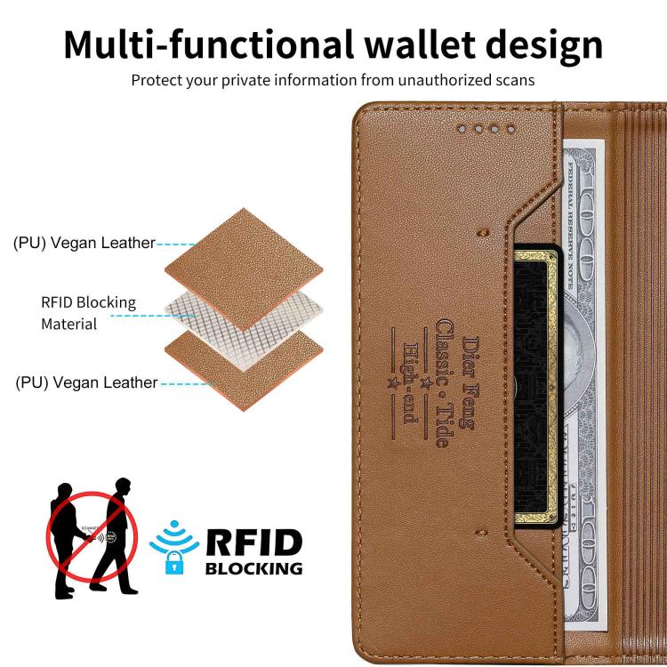 For Samsung Galaxy S20+ Dierfeng Splicing Strong Magnetic RFID Vegan Leather Phone Case