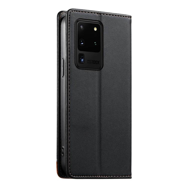 For Samsung Galaxy S20 Ultra Dierfeng Splicing Strong Magnetic RFID Vegan Leather Phone Case