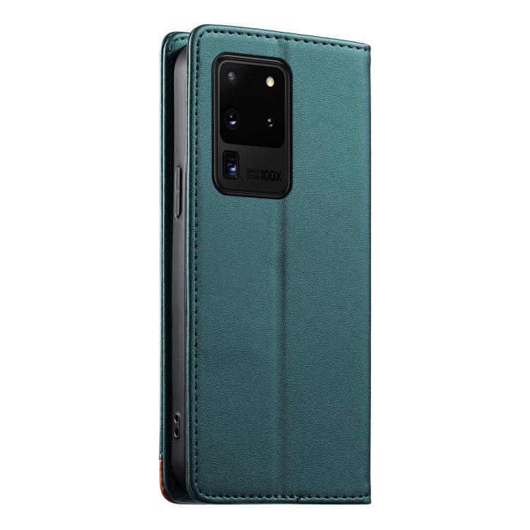 For Samsung Galaxy S20 Ultra Dierfeng Splicing Strong Magnetic RFID Vegan Leather Phone Case