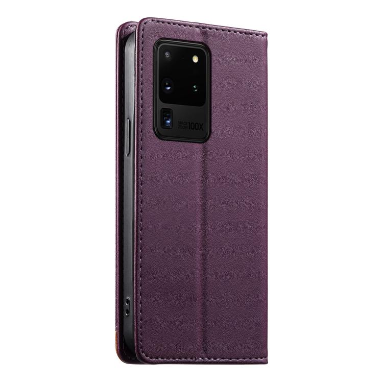 For Samsung Galaxy S20 Ultra Dierfeng Splicing Strong Magnetic RFID Vegan Leather Phone Case