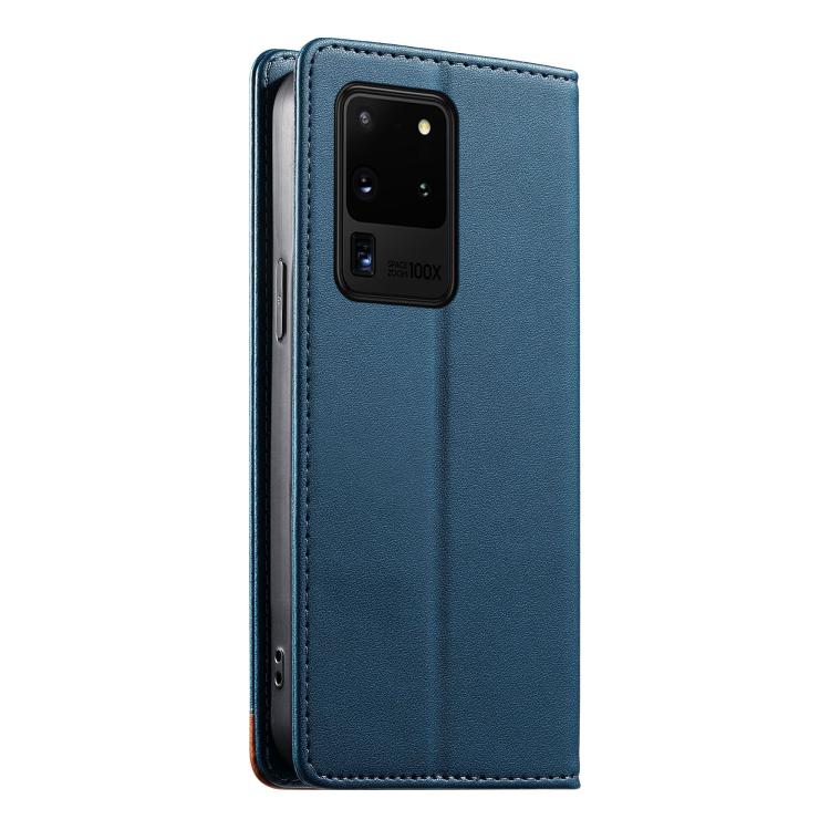 For Samsung Galaxy S20 Ultra Dierfeng Splicing Strong Magnetic RFID Vegan Leather Phone Case