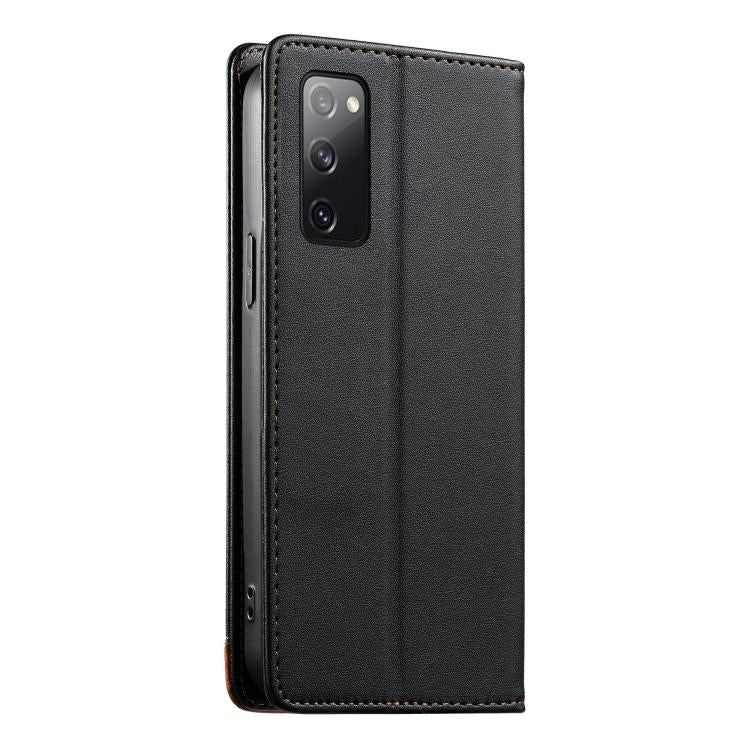For Samsung Galaxy S20 FE Dierfeng Splicing Strong Magnetic RFID Vegan Leather Phone Case