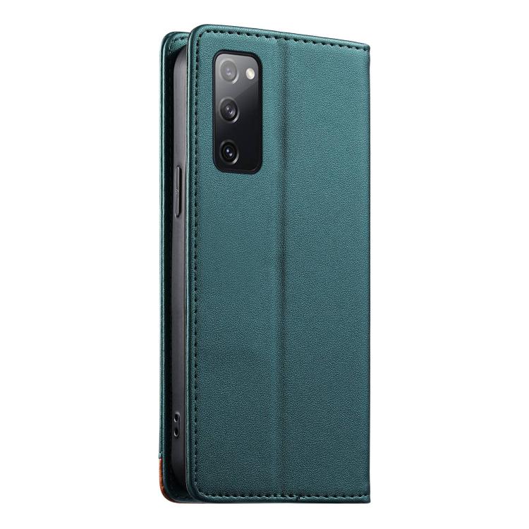 For Samsung Galaxy S20 FE Dierfeng Splicing Strong Magnetic RFID Vegan Leather Phone Case