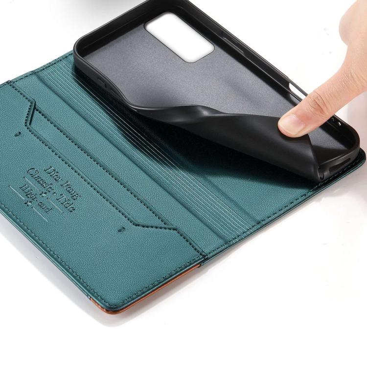 For Samsung Galaxy S20 FE Dierfeng Splicing Strong Magnetic RFID Vegan Leather Phone Case
