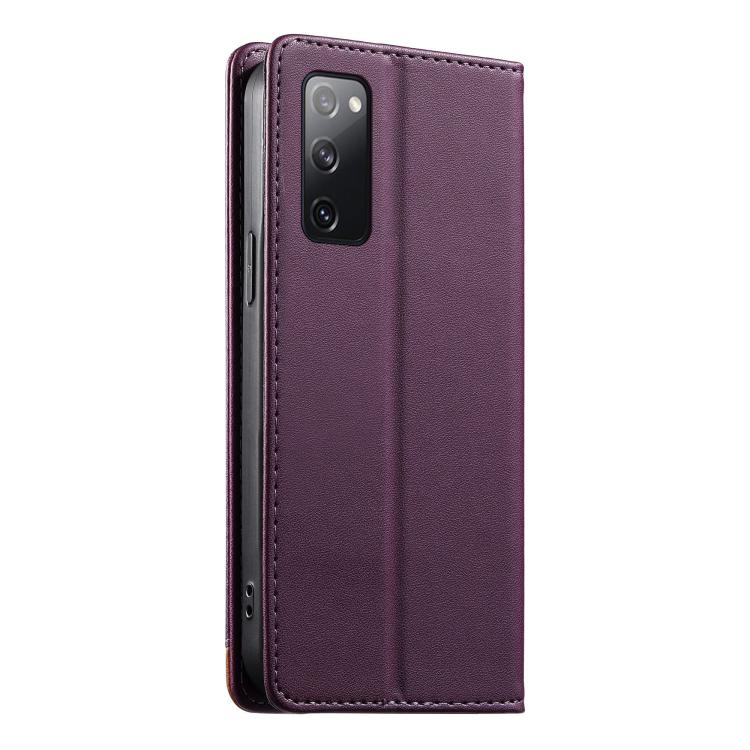 For Samsung Galaxy S20 FE Dierfeng Splicing Strong Magnetic RFID Vegan Leather Phone Case