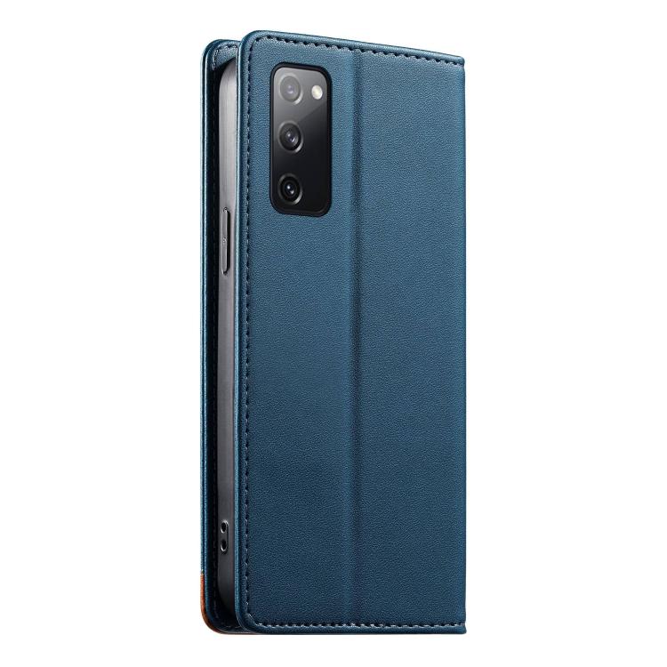 For Samsung Galaxy S20 FE Dierfeng Splicing Strong Magnetic RFID Vegan Leather Phone Case