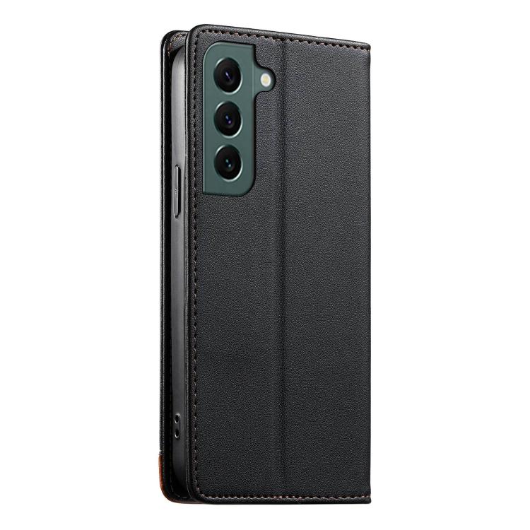 For Samsung Galaxy S21 FE 5G Dierfeng Splicing Strong Magnetic RFID Vegan Leather Phone Case