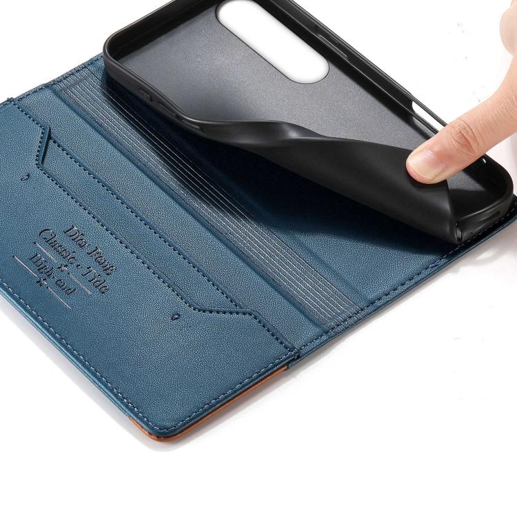 For Sony Xperia 1 V Dierfeng Splicing Strong Magnetic RFID Vegan Leather Phone Case