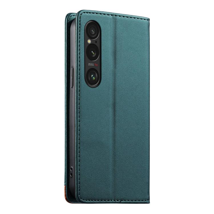 For Sony Xperia 1 VI Dierfeng Splicing Strong Magnetic RFID Vegan Leather Phone Case