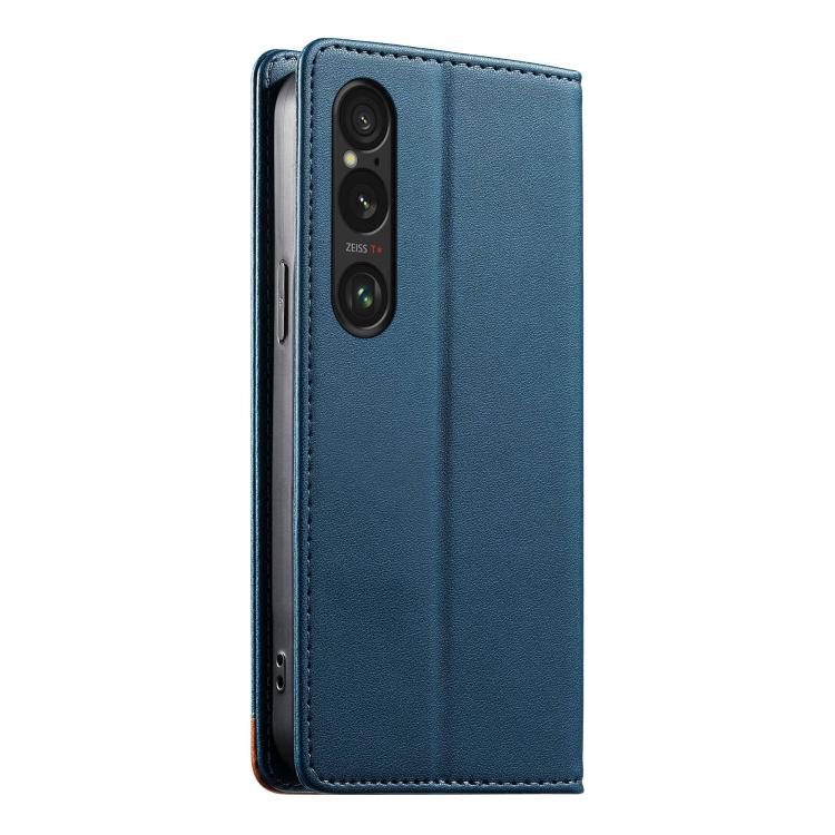For Sony Xperia 1 VI Dierfeng Splicing Strong Magnetic RFID Vegan Leather Phone Case