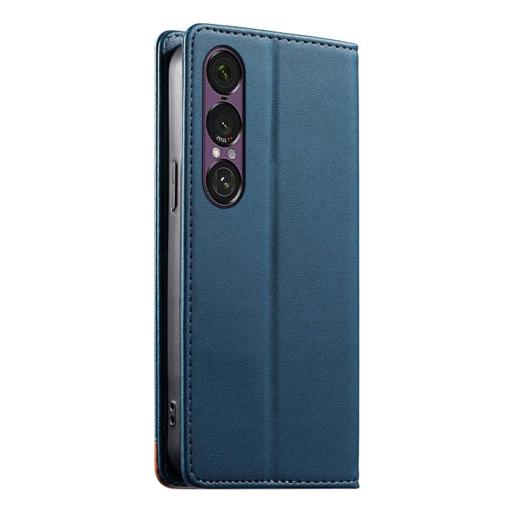 For Sony Xperia 1 VII Dierfeng Splicing Strong Magnetic RFID Vegan Leather Phone Case