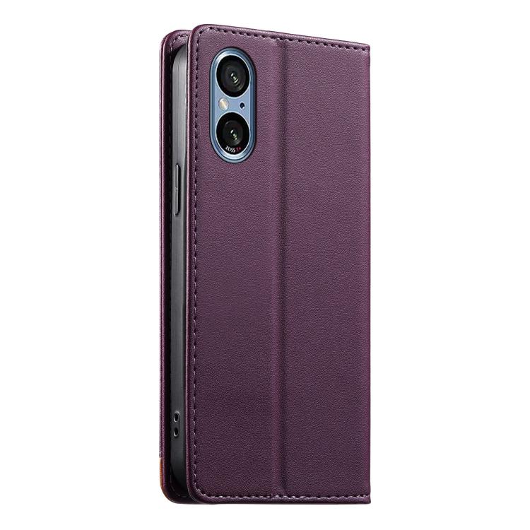 For Sony Xperia 5 V Dierfeng Splicing Strong Magnetic RFID Vegan Leather Phone Case