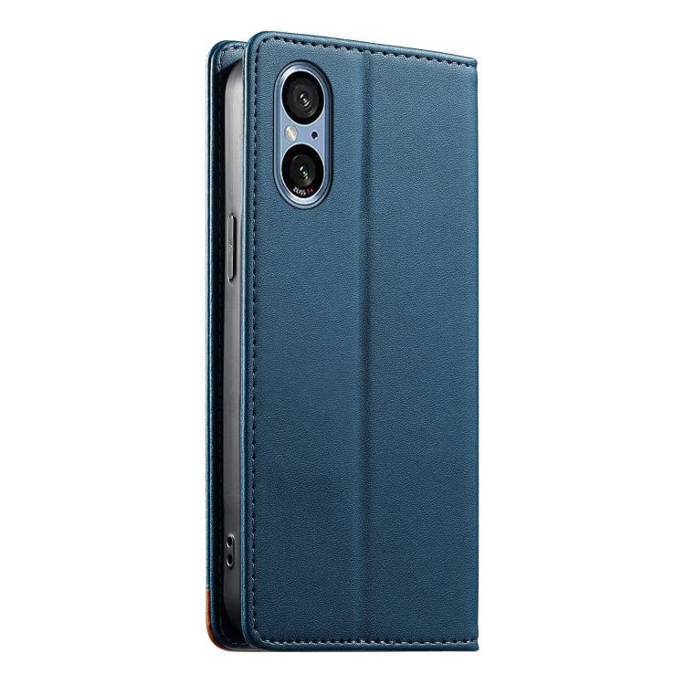 For Sony Xperia 5 V Dierfeng Splicing Strong Magnetic RFID Vegan Leather Phone Case