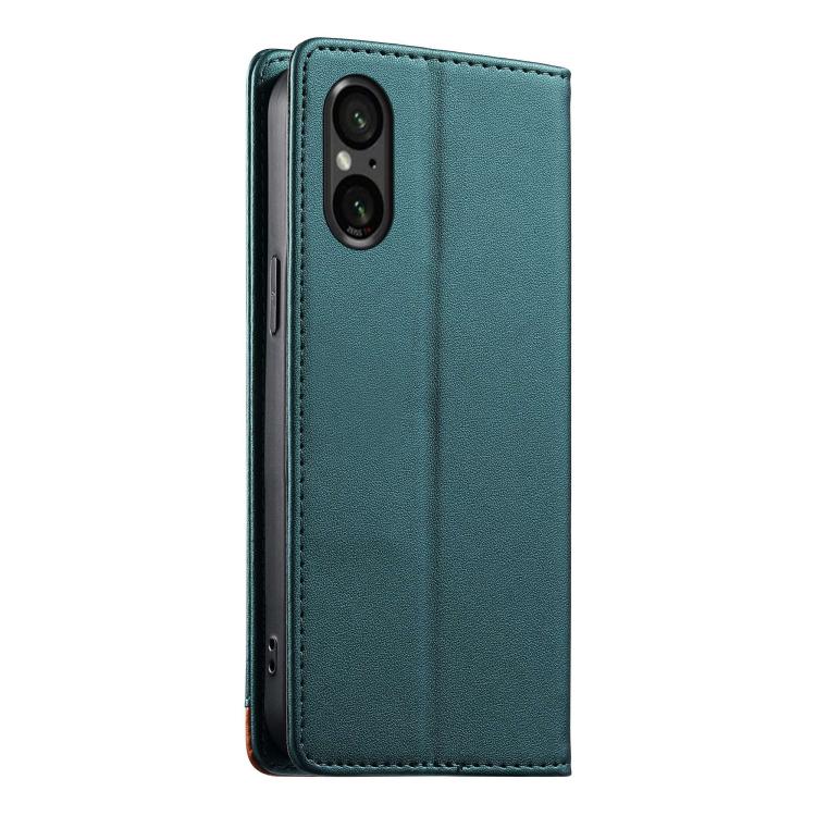 For Sony Xperia 5 VI Dierfeng Splicing Strong Magnetic RFID Vegan Leather Phone Case