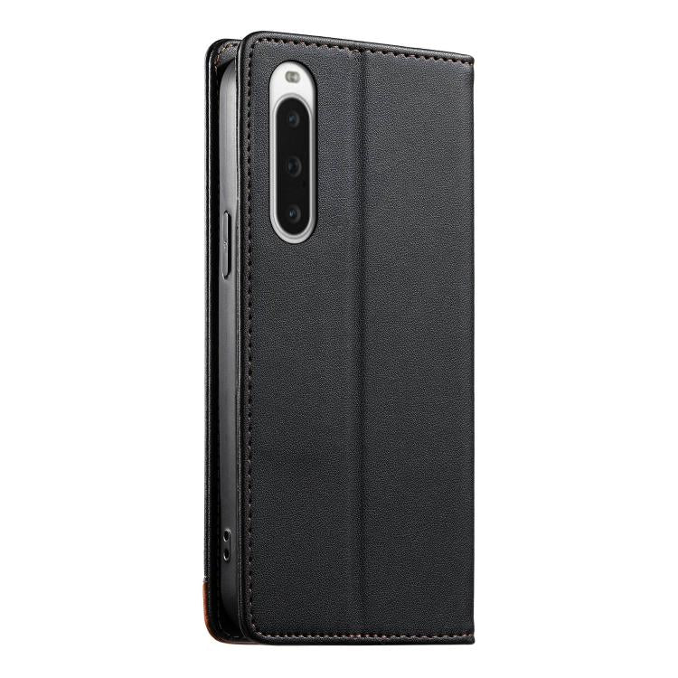For Sony Xperia 10 V Dierfeng Splicing Strong Magnetic RFID Vegan Leather Phone Case