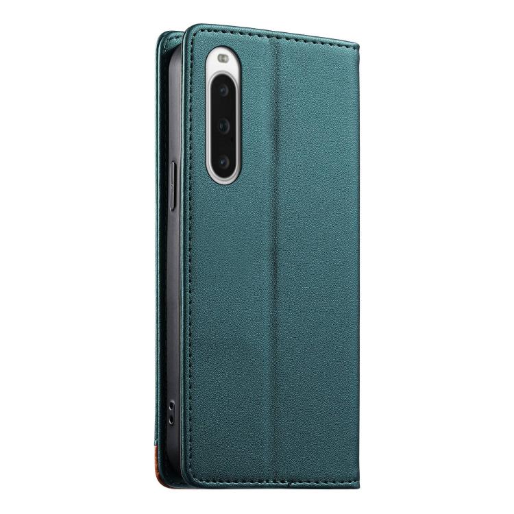For Sony Xperia 10 V Dierfeng Splicing Strong Magnetic RFID Vegan Leather Phone Case