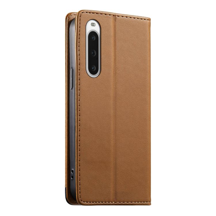 For Sony Xperia 10 V Dierfeng Splicing Strong Magnetic RFID Vegan Leather Phone Case
