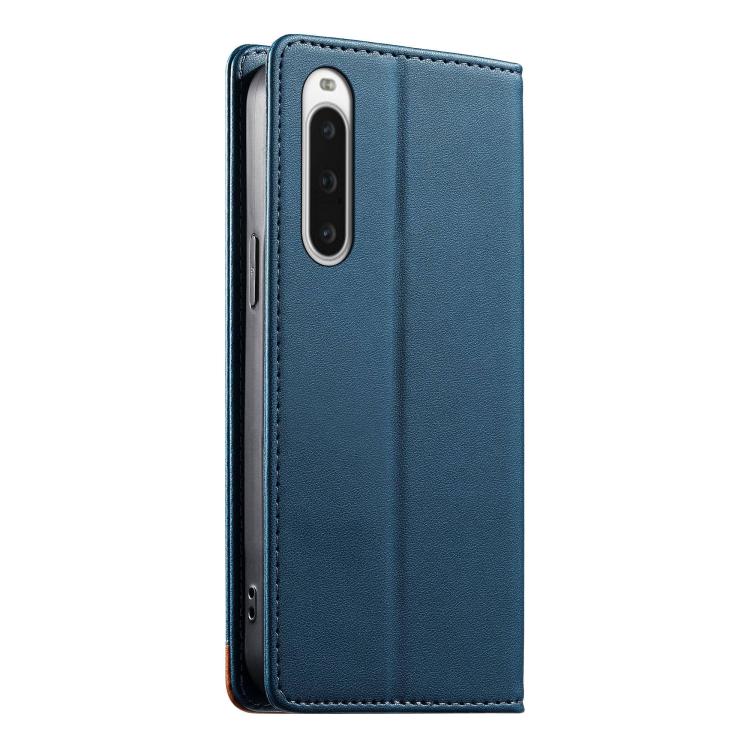 For Sony Xperia 10 V Dierfeng Splicing Strong Magnetic RFID Vegan Leather Phone Case