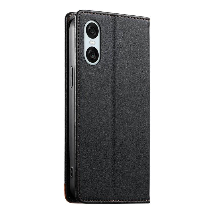 For Sony Xperia 10 VI Dierfeng Splicing Strong Magnetic RFID Vegan Leather Phone Case