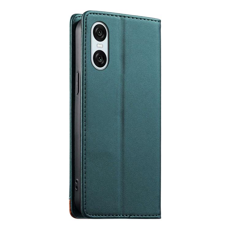 For Sony Xperia 10 VI Dierfeng Splicing Strong Magnetic RFID Vegan Leather Phone Case