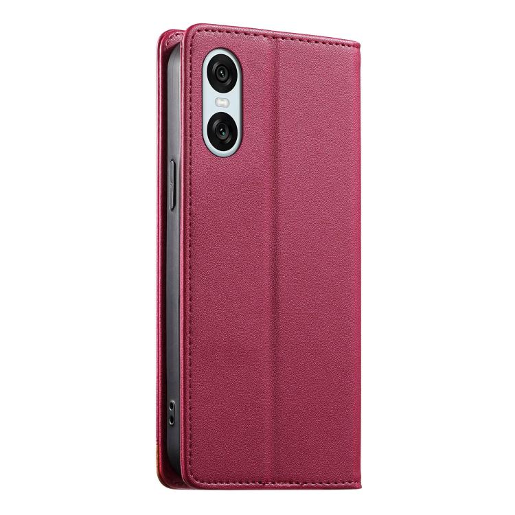 For Sony Xperia 10 VI Dierfeng Splicing Strong Magnetic RFID Vegan Leather Phone Case