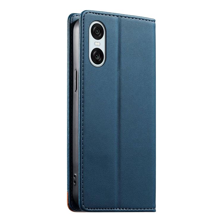 For Sony Xperia 10 VI Dierfeng Splicing Strong Magnetic RFID Vegan Leather Phone Case