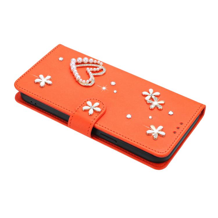 For Google Pixel 8a ZS01 Double-Layer Heart Floral Vegan Leather Phone Case with Wrist Strap