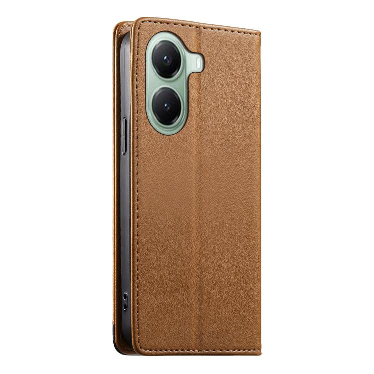 For Xiaomi Poco X7 Pro / Redmi Turbo 4 Dierfeng Splicing Strong Magnetic RFID Vegan Leather Phone Case