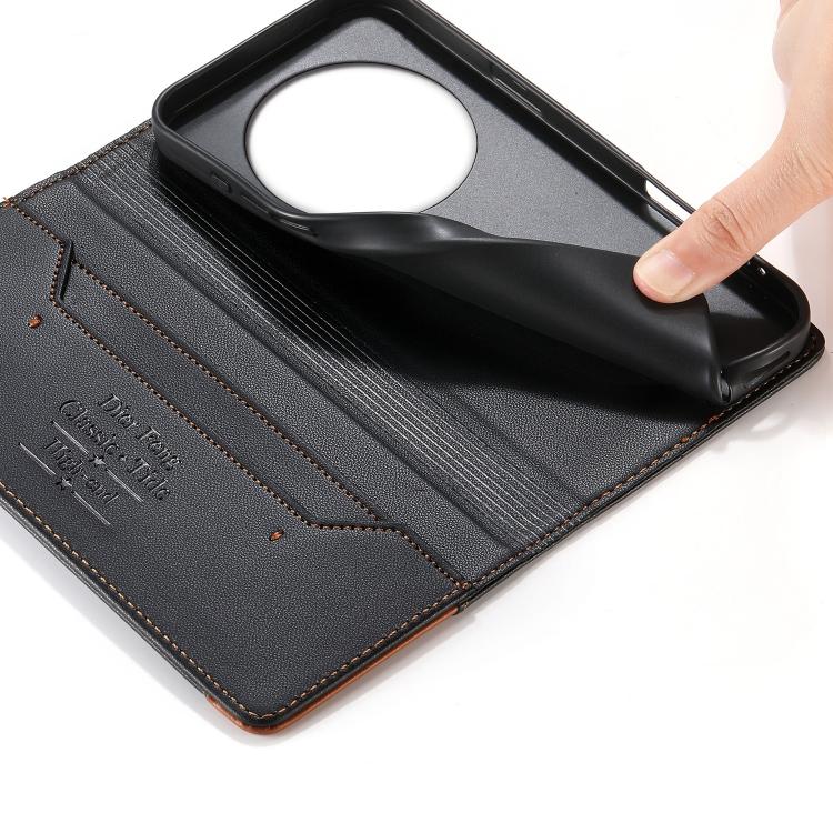 For Xiaomi Poco M7 5G Dierfeng Splicing Strong Magnetic RFID Vegan Leather Phone Case