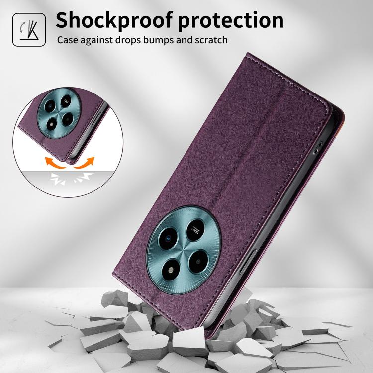 For Xiaomi Poco M7 5G Dierfeng Splicing Strong Magnetic RFID Vegan Leather Phone Case