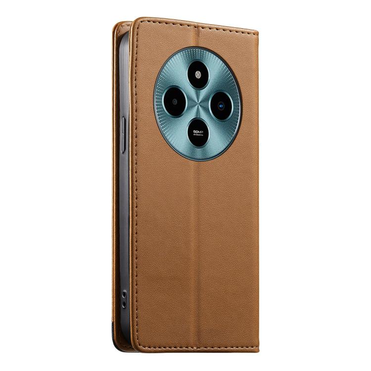 For Xiaomi Poco M7 5G Dierfeng Splicing Strong Magnetic RFID Vegan Leather Phone Case