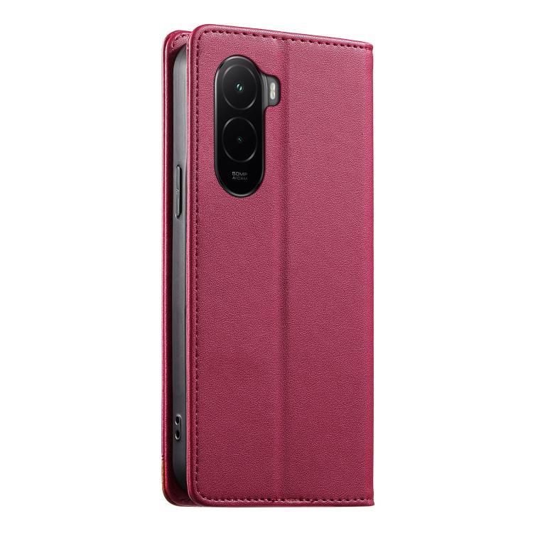 For Xiaomi Poco M7 4G 171mm Dierfeng Splicing Strong Magnetic RFID Vegan Leather Phone Case