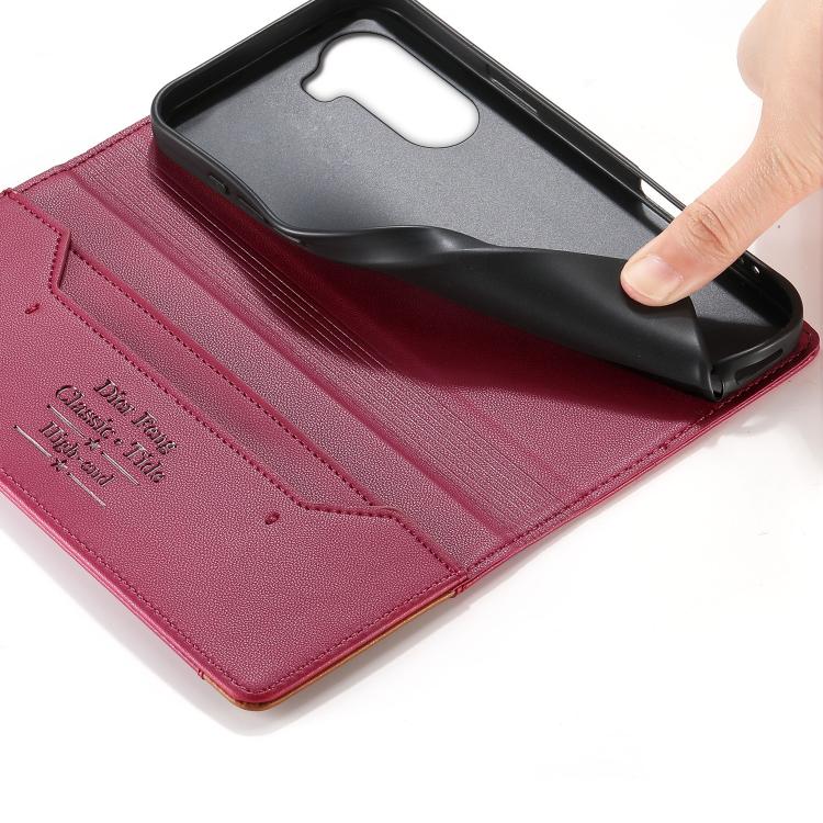 For Xiaomi Poco M7 4G 171mm Dierfeng Splicing Strong Magnetic RFID Vegan Leather Phone Case