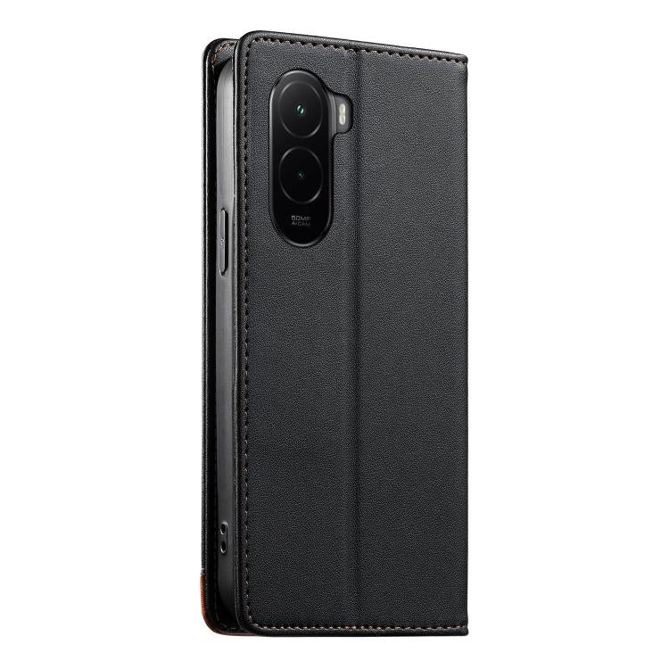 For Xiaomi Poco M7 4G 169mm Dierfeng Splicing Strong Magnetic RFID Vegan Leather Phone Case