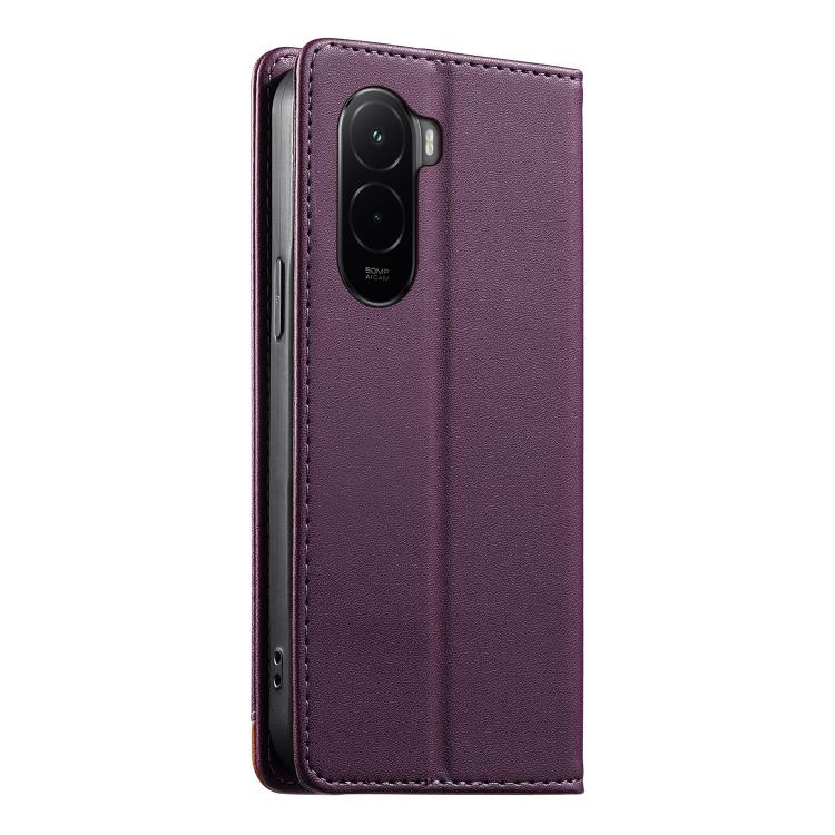 For Xiaomi Poco M7 4G 169mm Dierfeng Splicing Strong Magnetic RFID Vegan Leather Phone Case