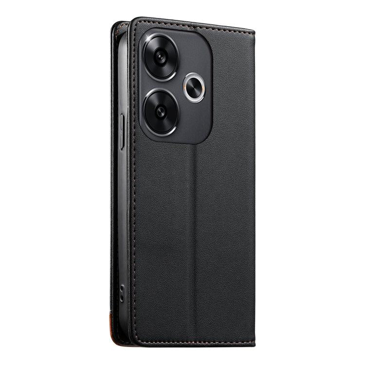 For Xiaomi Poco F6 / Redmi Turbo 3 Dierfeng Splicing Strong Magnetic RFID Vegan Leather Phone Case