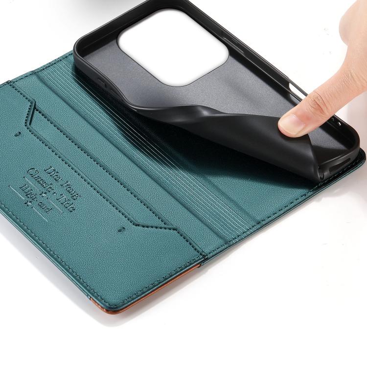 For Xiaomi Poco F6 / Redmi Turbo 3 Dierfeng Splicing Strong Magnetic RFID Vegan Leather Phone Case