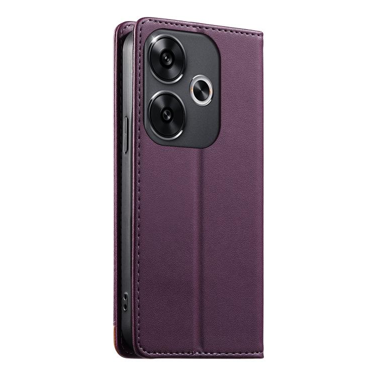 For Xiaomi Poco F6 / Redmi Turbo 3 Dierfeng Splicing Strong Magnetic RFID Vegan Leather Phone Case