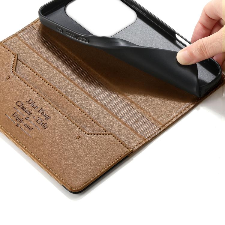 For Xiaomi Poco F6 / Redmi Turbo 3 Dierfeng Splicing Strong Magnetic RFID Vegan Leather Phone Case