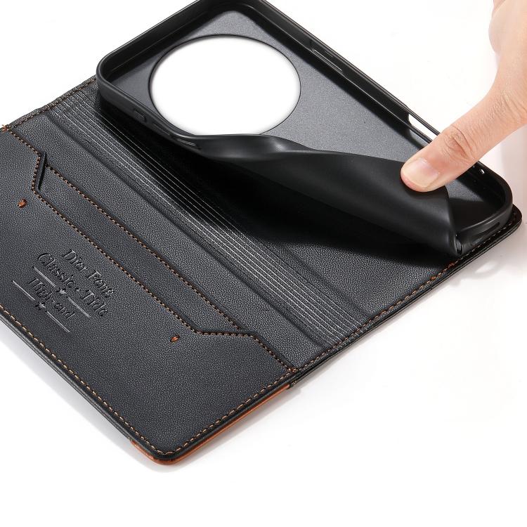 For Xiaomi 17 Ultra Dierfeng Splicing Strong Magnetic RFID Vegan Leather Phone Case
