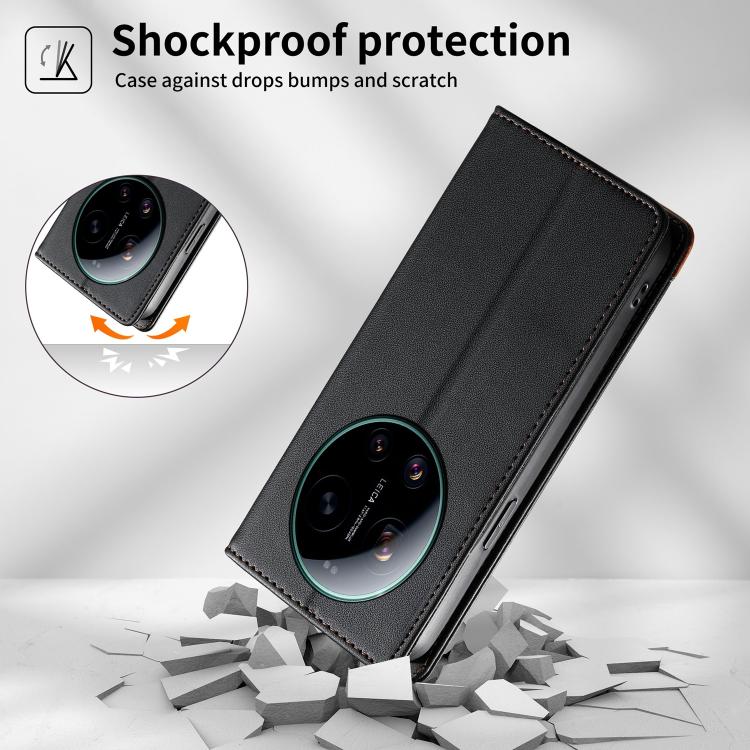 For Xiaomi 17 Ultra Dierfeng Splicing Strong Magnetic RFID Vegan Leather Phone Case